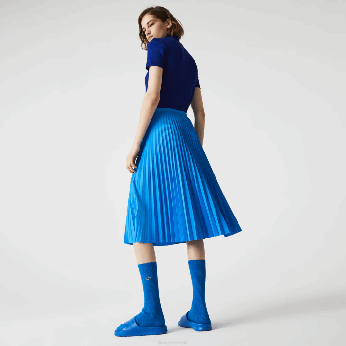 Lacoste Elasticized Waist Flowing Pleated Skirt 646T2600 Blue PTV Women