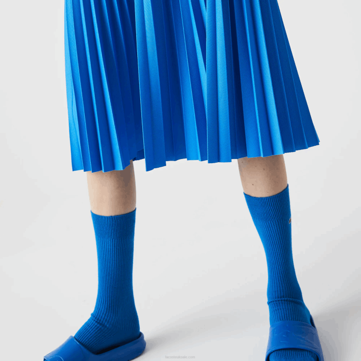 Lacoste Elasticized Waist Flowing Pleated Skirt 646T2600 Blue PTV Women