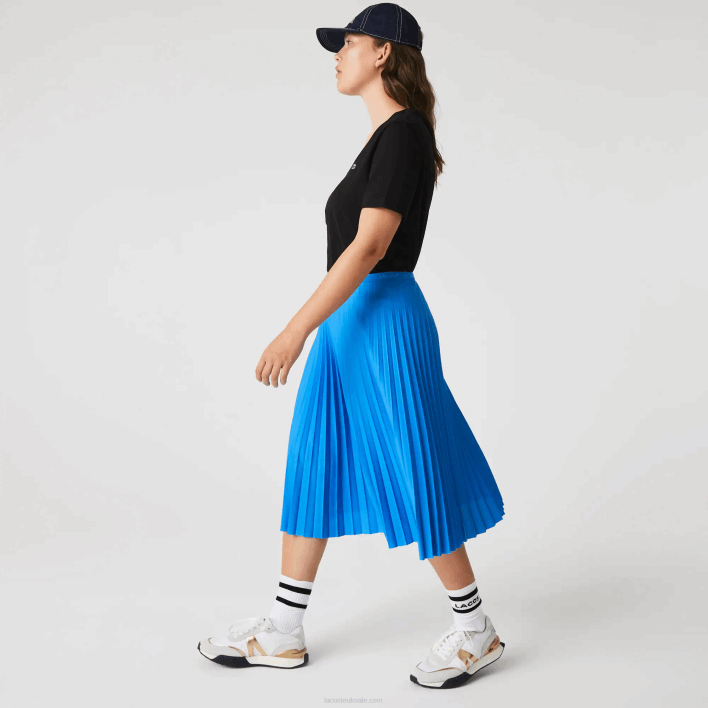 Lacoste Elasticized Waist Flowing Pleated Skirt 646T2600 Blue PTV Women