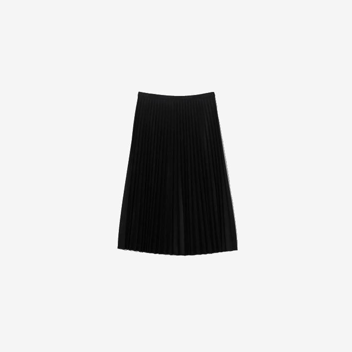 Lacoste Elasticized Waist Flowing Pleated Skirt 646T2601 Black 031 Women