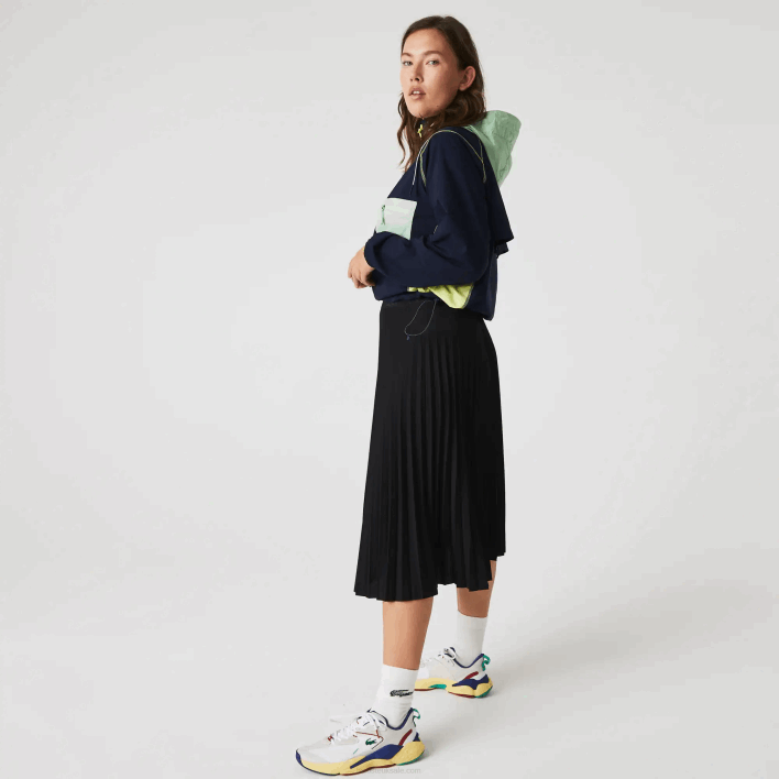 Lacoste Elasticized Waist Flowing Pleated Skirt 646T2601 Black 031 Women