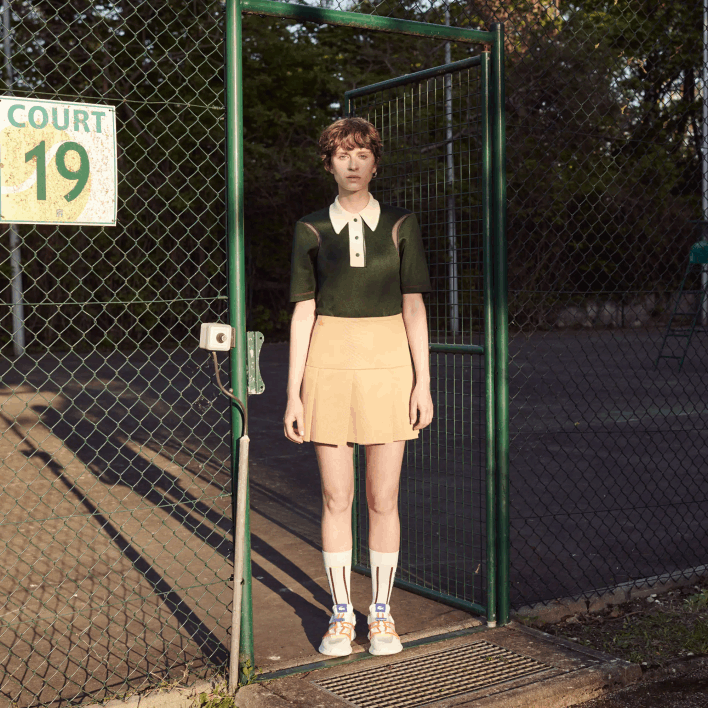 Lacoste Fashion Show Edition Pleated Canvas Tennis Skirt 646T2664 Beige L7D Women