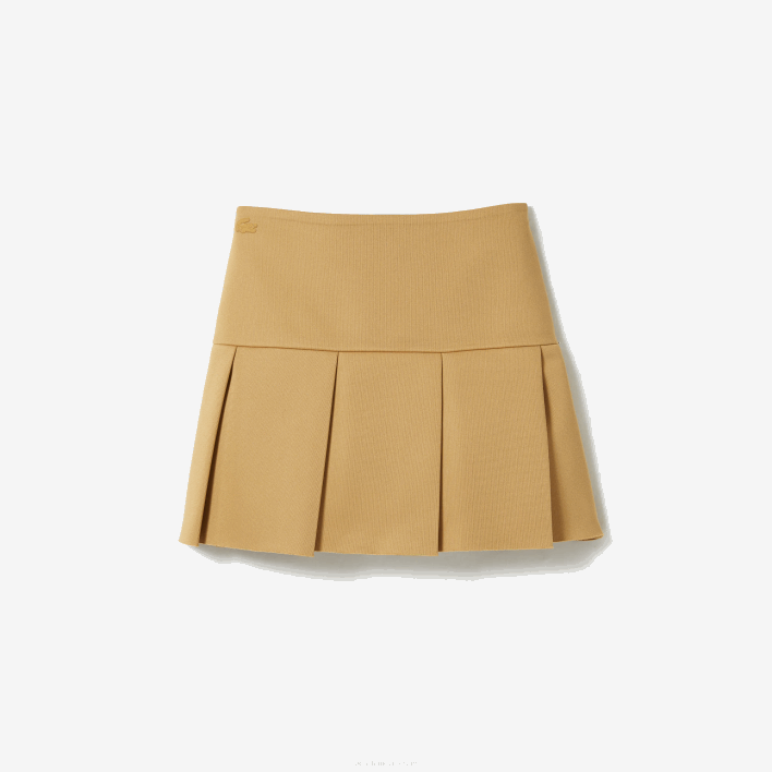 Lacoste Fashion Show Edition Pleated Canvas Tennis Skirt 646T2664 Beige L7D Women