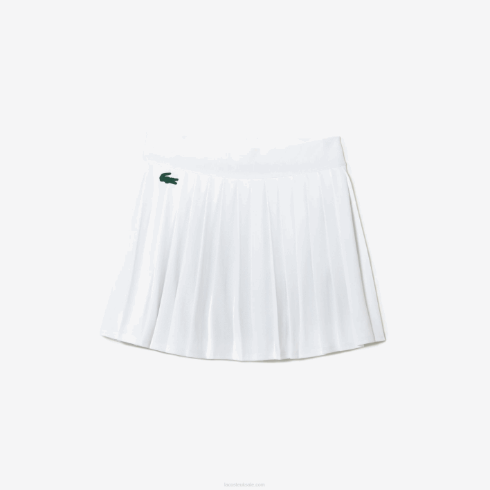 Lacoste SPORT Built-In Short Pleated Tennis Skirt 646T2582 White Green 737 Women