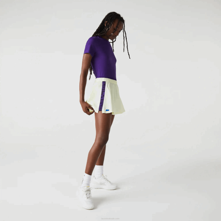 Lacoste SPORT Built-In Short Tennis Skirt 646T2592 Yellow Purple 4XK Women