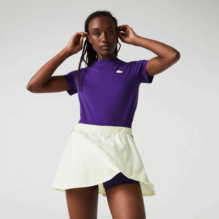Lacoste SPORT Built-In Short Tennis Skirt 646T2592 Yellow Purple 4XK Women