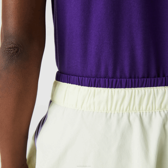 Lacoste SPORT Built-In Short Tennis Skirt 646T2592 Yellow Purple 4XK Women