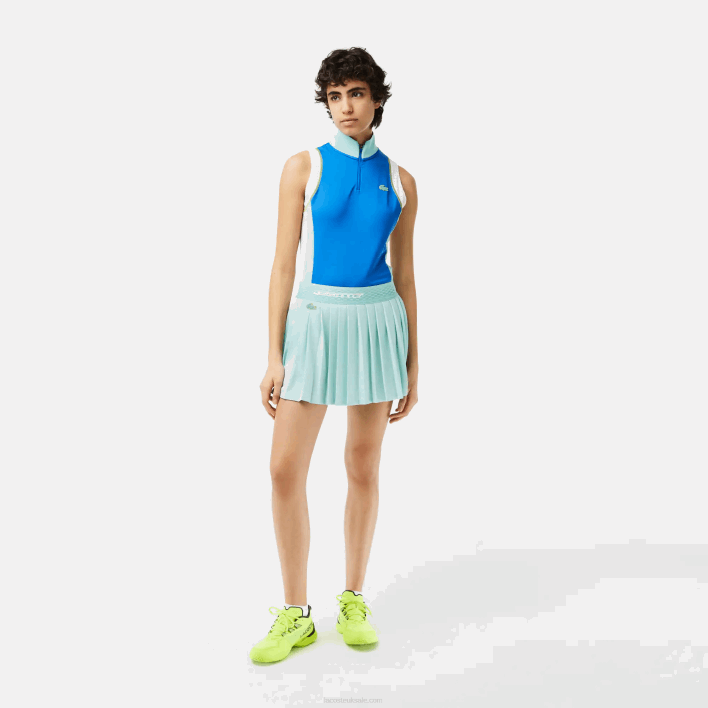 Lacoste Tennis Pleated Skirts with Built-in Shorts 646T2389 Light Green Yellow TID Women
