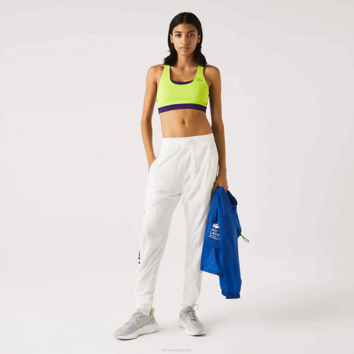 Lacoste SPORT Color-Block Recycled Polyester Sports Bra 646T2576 Yellow Purple 5CY Women