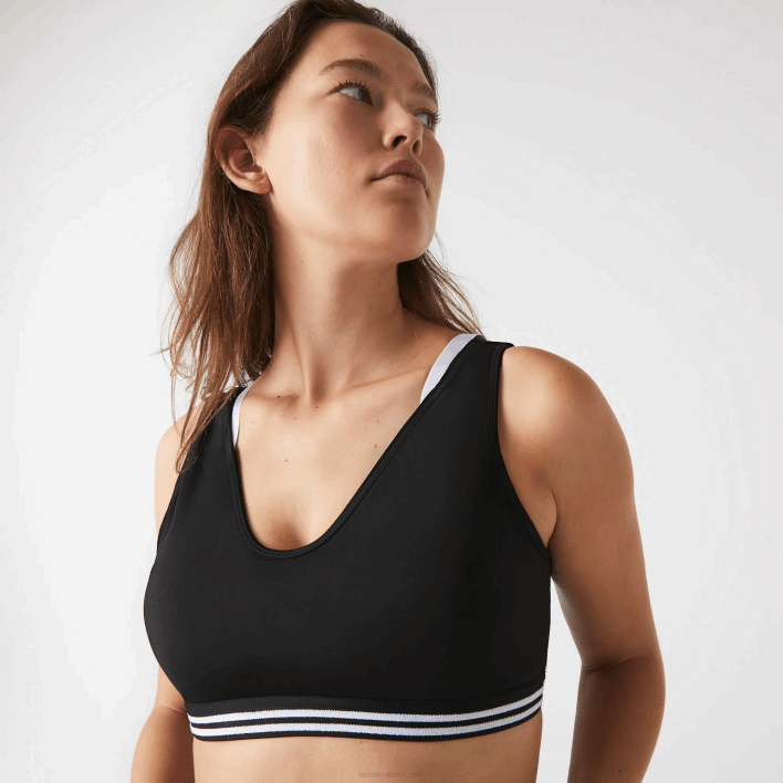 Lacoste SPORT Contrast Accents Sports Bra 646T2598 Black White Black 6KJ Women