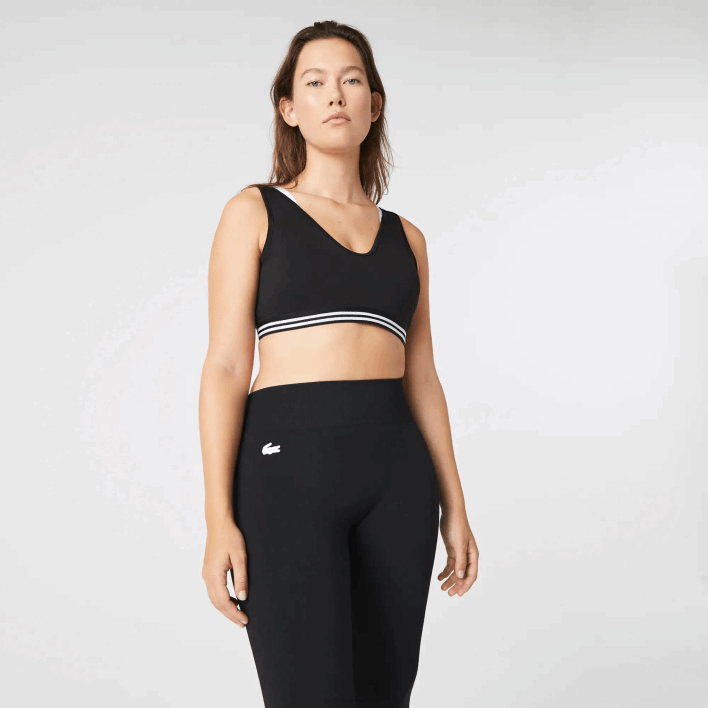 Lacoste SPORT Contrast Accents Sports Bra 646T2598 Black White Black 6KJ Women