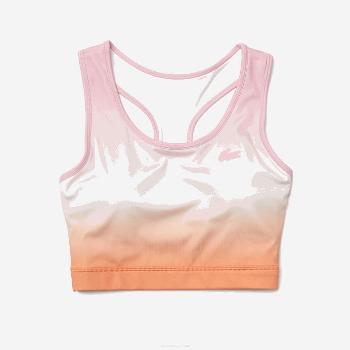 Lacoste SPORT Summer Pack Racer Back Sports Bra 646T2572 Pink White Orange DFK Women