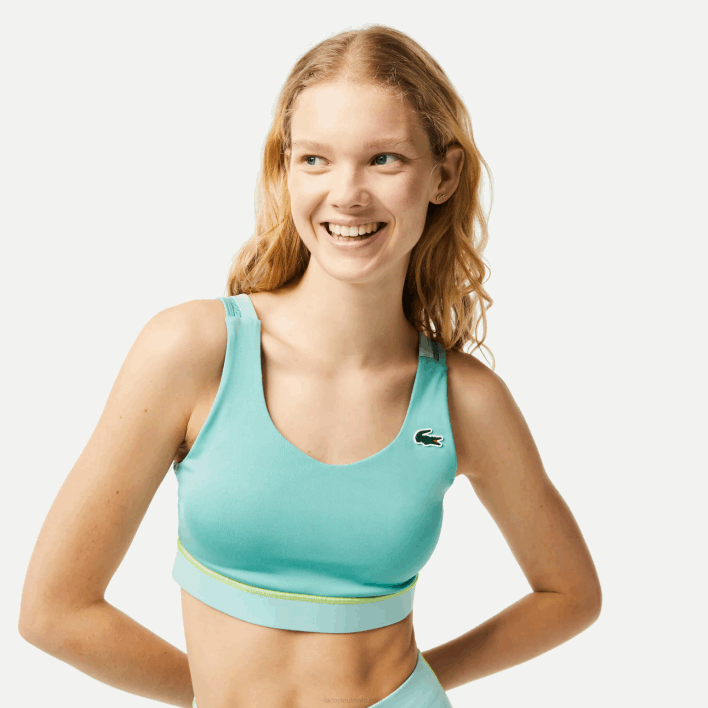 Lacoste SPORT Ultra-Dry Recycled Polyester Sports Bra 646T2453 Light Green CR5 Women
