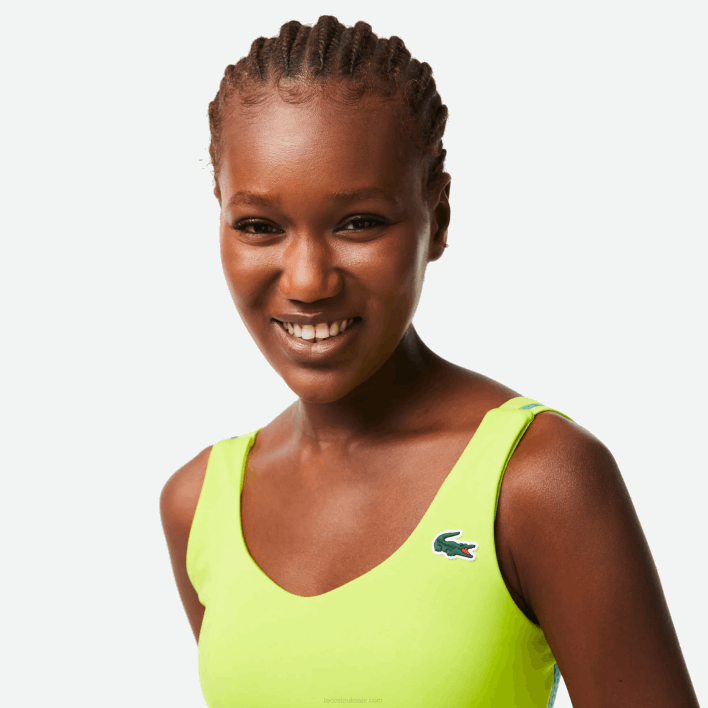 Lacoste SPORT Ultra-Dry Recycled Polyester Sports Bra 646T2454 Yellow Green YIZ Women