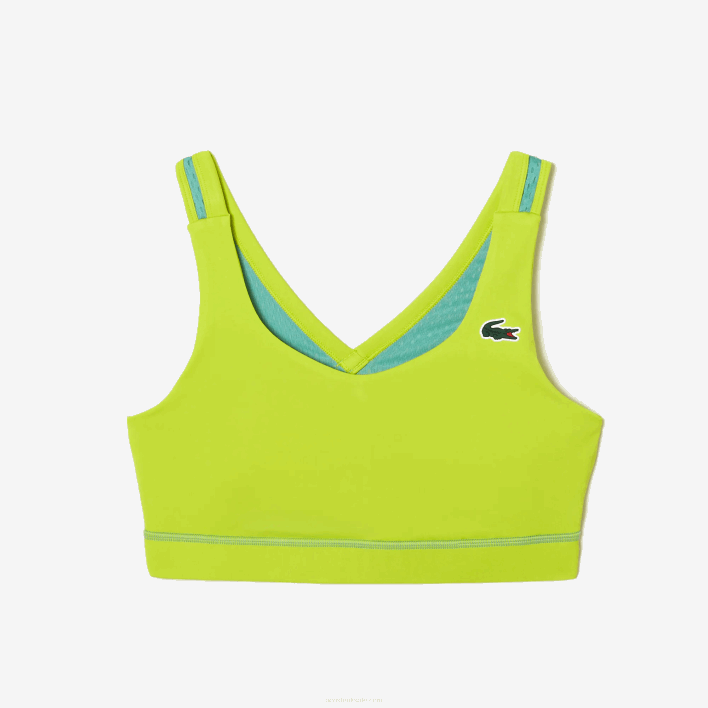 Lacoste SPORT Ultra-Dry Recycled Polyester Sports Bra 646T2454 Yellow Green YIZ Women