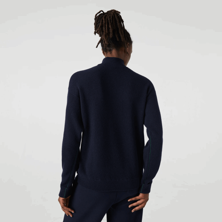 Lacoste High-Neck Wool Sweater 646T2650 Navy Blue 166 Women