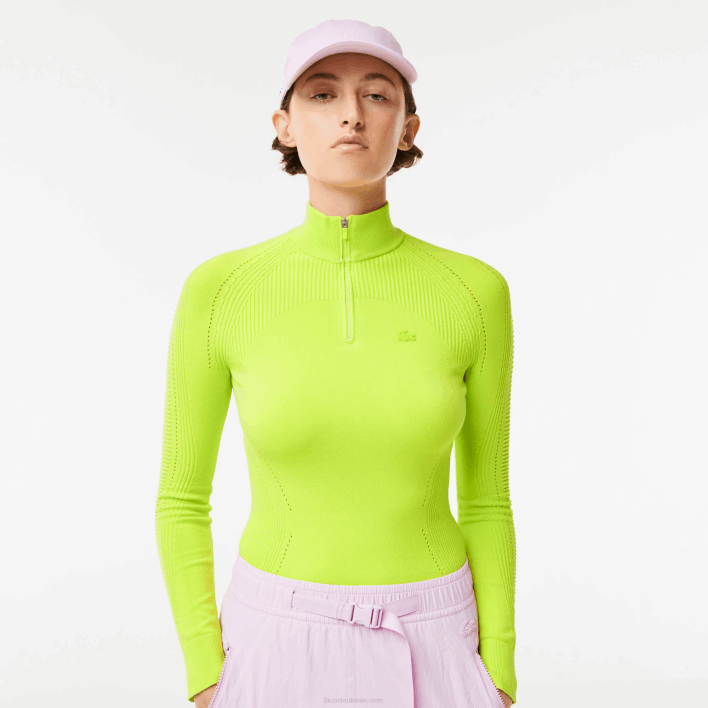 Lacoste Zip Neck Sweater 646T2645 Yellow 90V Women