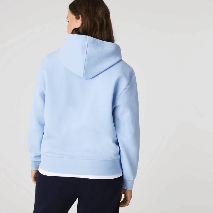 Lacoste Loose Fit Hooded Cotton Blend Sweatshirt 646T2528 Blue HBP Women