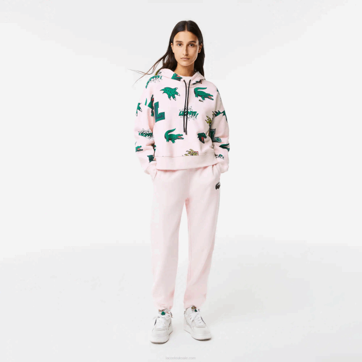Lacoste Oversized Hooded Fleece Sweatshirt 646T2556 Light Pink T03 Women