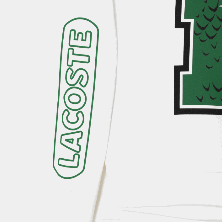 Lacoste Oversized Print And Branded Sweatshirt 646T2578 White 001 Women
