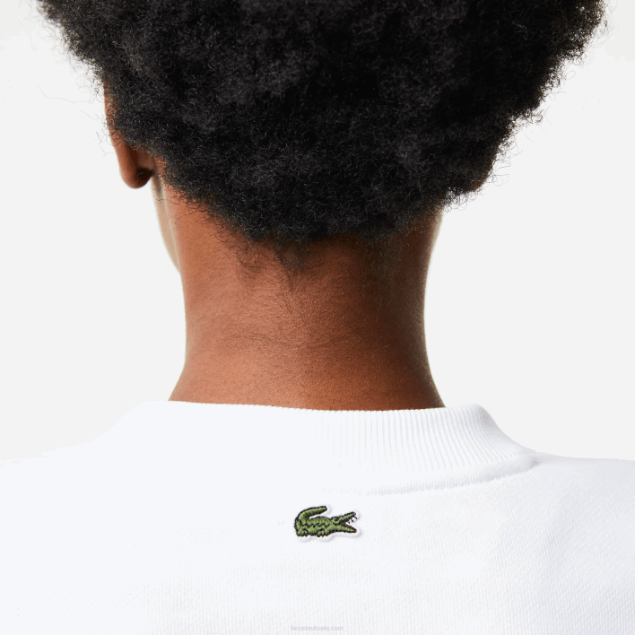 Lacoste Oversized Print And Branded Sweatshirt 646T2578 White 001 Women