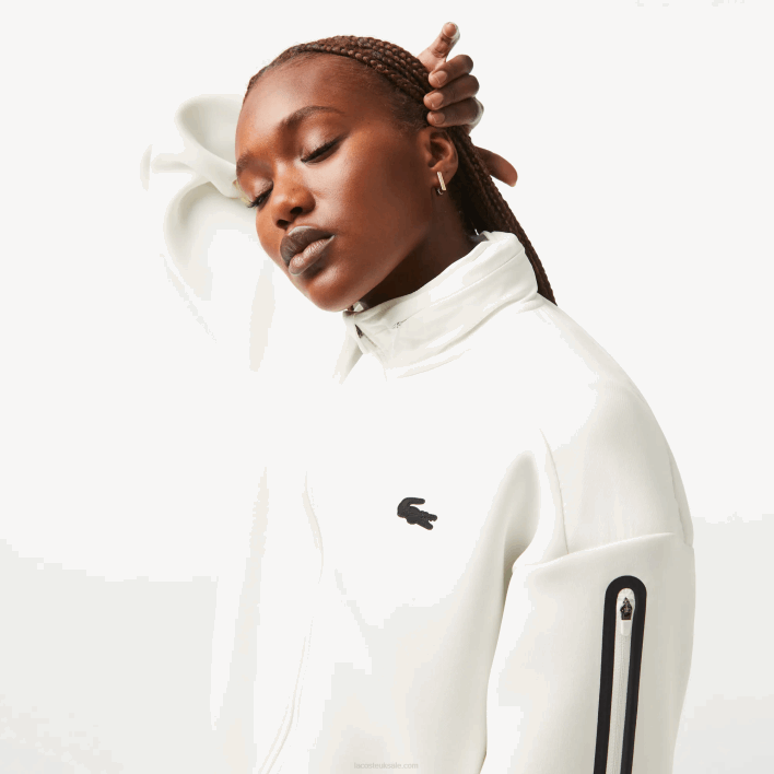 Lacoste SPORT Loose Fit Zip Sweatshirt 646T2381 White 70V Women