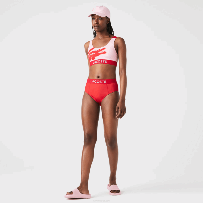 Lacoste Print Bikini Bottom 646T2662 Red Blue PWY Women
