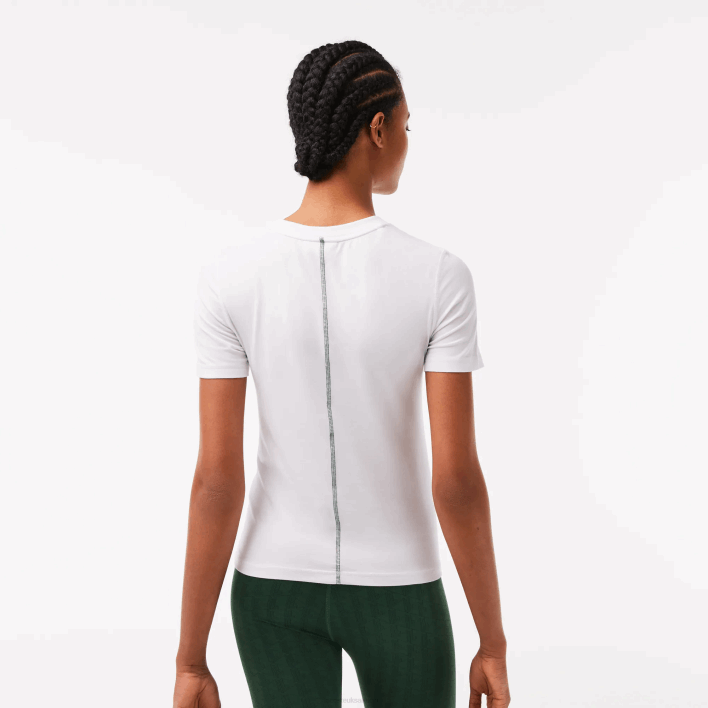Lacoste Crew Neck Cotton Blend T-Shirt 646T2563 White 001 Women