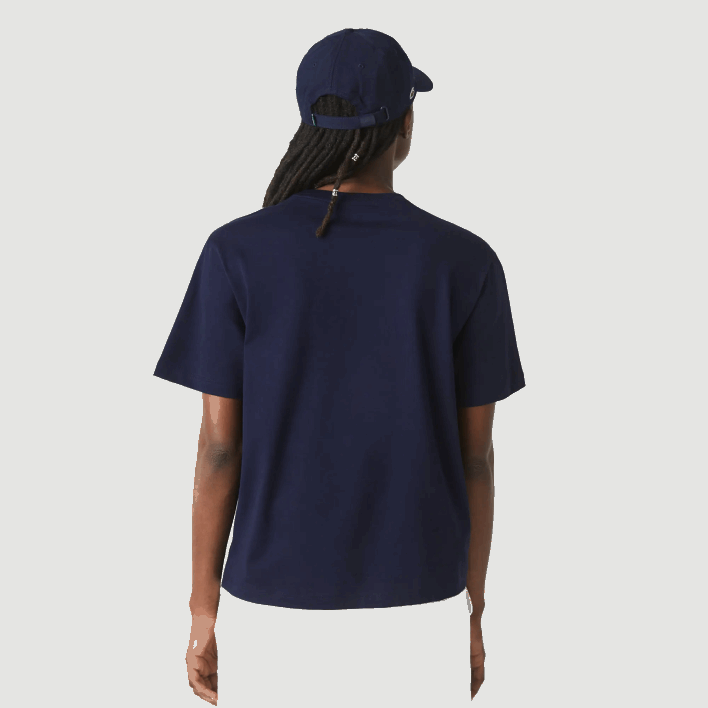 Lacoste Crew Neck Premium Cotton T-Shirt 646T2589 Navy Blue 166 Women