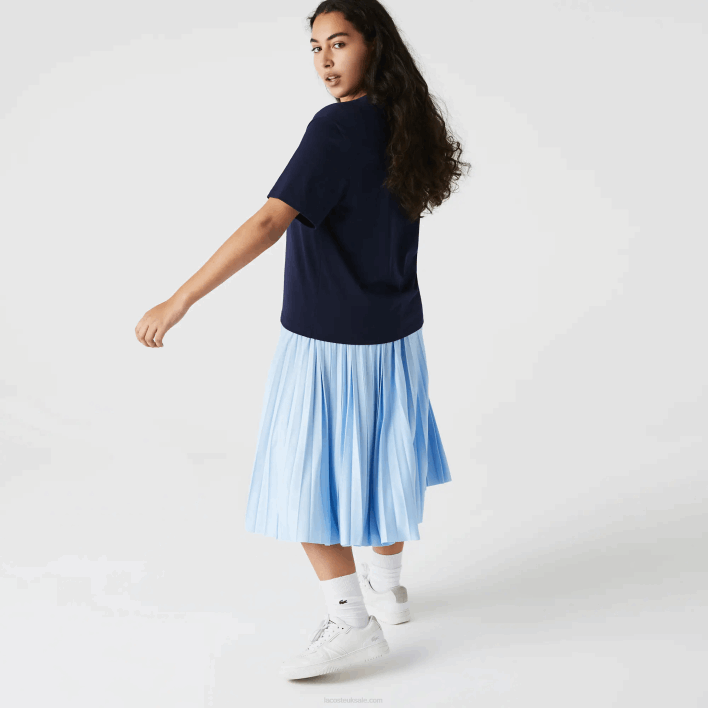 Lacoste Crew Neck Premium Cotton T-Shirt 646T2589 Navy Blue 166 Women