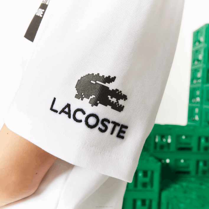 Lacoste LIVE x Minecraft Short Organic Cotton T-Shirt 646T2605 White 001 Women