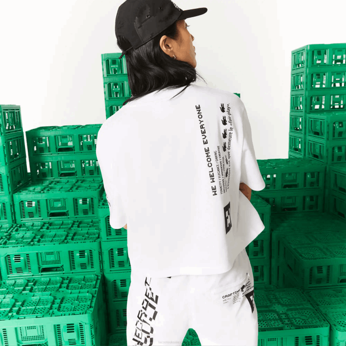 Lacoste LIVE x Minecraft Short Organic Cotton T-Shirt 646T2605 White 001 Women