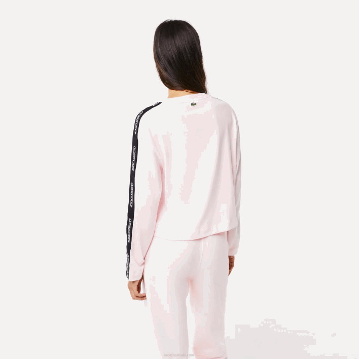 Lacoste Loose Fit Printed Band T-Shirt 646T2570 Light Pink T03 Women