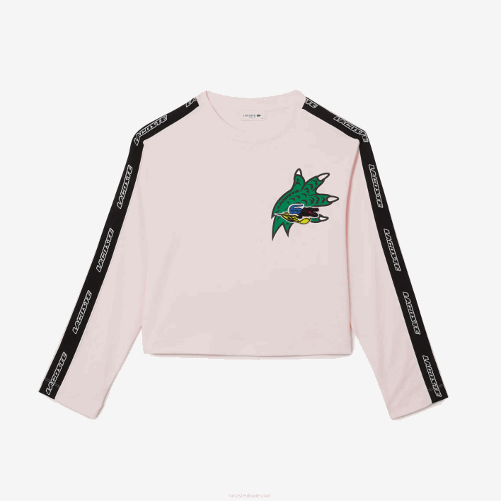 Lacoste Loose Fit Printed Band T-Shirt 646T2570 Light Pink T03 Women