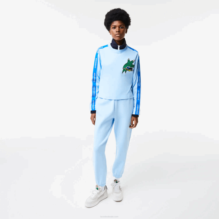 Lacoste Loose Fit Printed Band T-Shirt 646T2571 Blue HBP Women