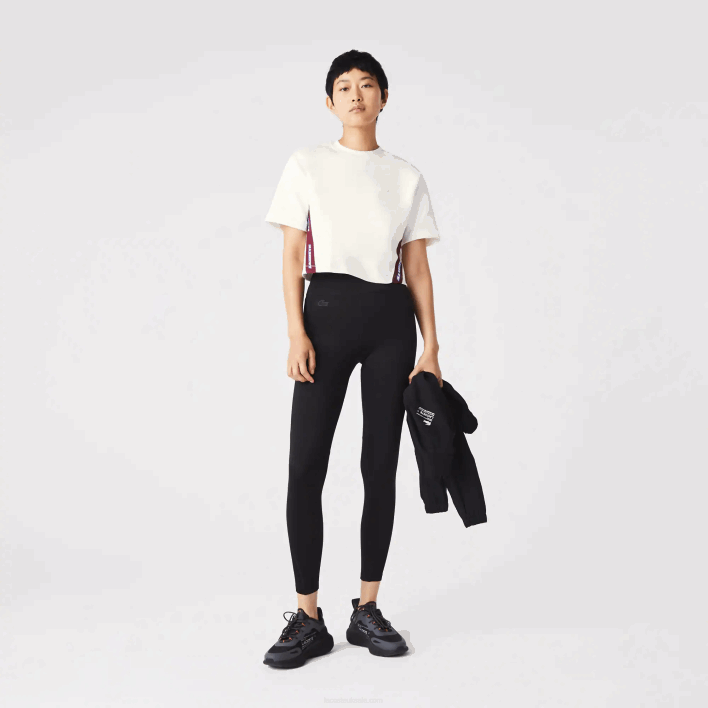 Lacoste Loose Fit Printed Bands T-Shirt 646T2547 White 70V Women