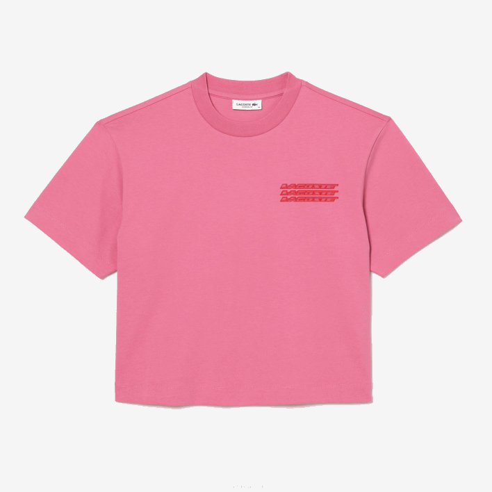 Lacoste Oversizedd Cotton Jersey T-Shirt 646T2428 Pink 2R3 Women