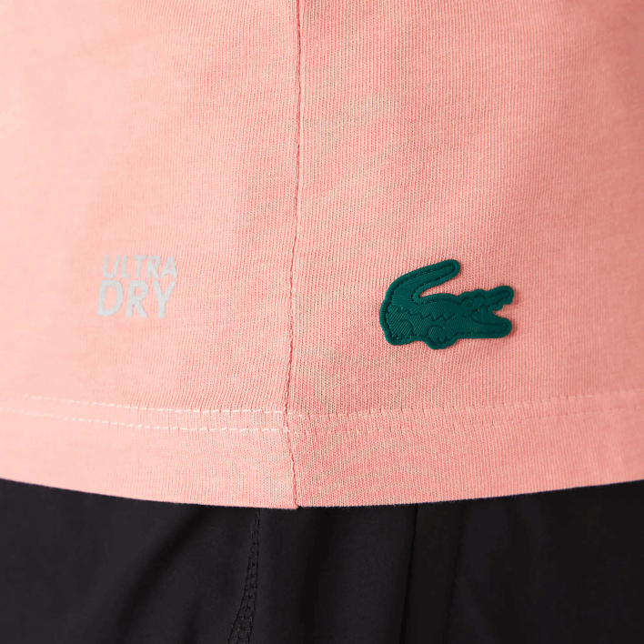 Lacoste SPORT Breathable Houndstooth Patterned T-shirt 646T2596 Pink White Green QZC Women