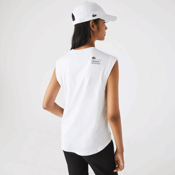 Lacoste SPORT Loose Fit Branded Coordinate T-Shirt 646T2558 White 001 Women
