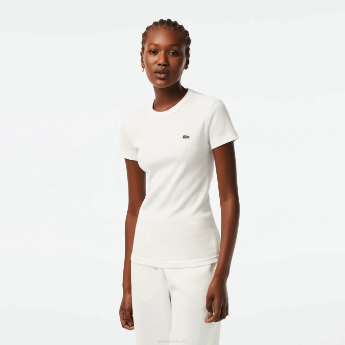 Lacoste Slim Fit Organic Cotton T-Shirt 646T2384 White 70V Women