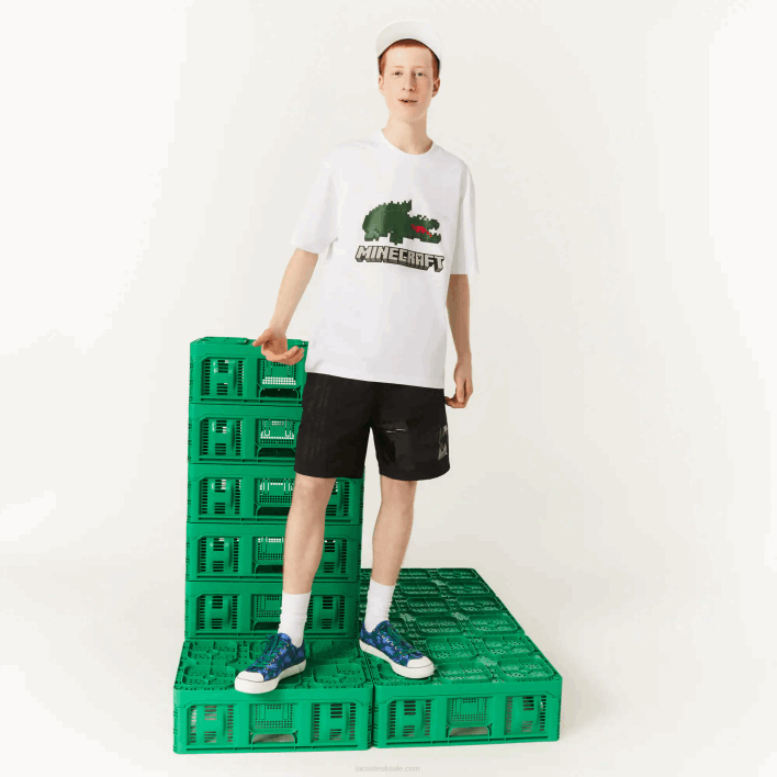 Lacoste x Minecraft Print Organic Cotton T-Shirt 646T880 White 001 Women