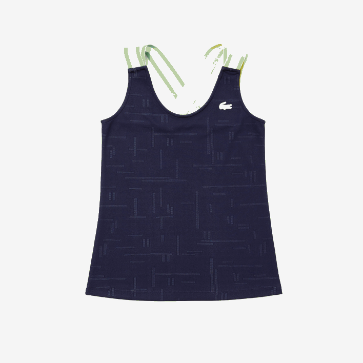 Lacoste SPORT Close-Fitting Tank Top 646T2594 Navy Blue White 2HC Women