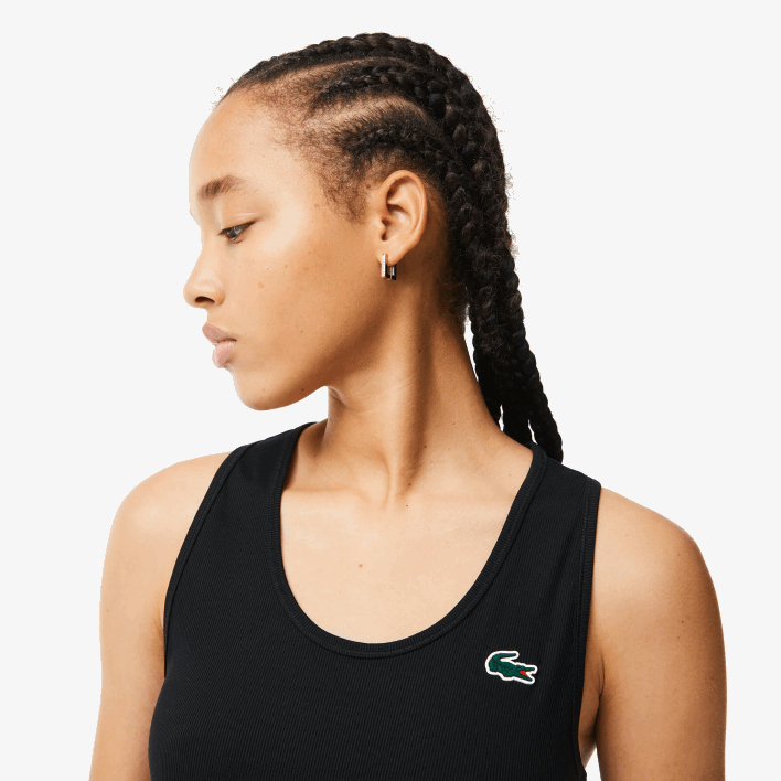 Lacoste SPORT Slim Fit Ribbed Tank Top 646T2387 Black 031 Women