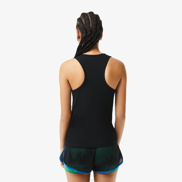 Lacoste SPORT Slim Fit Ribbed Tank Top 646T2387 Black 031 Women