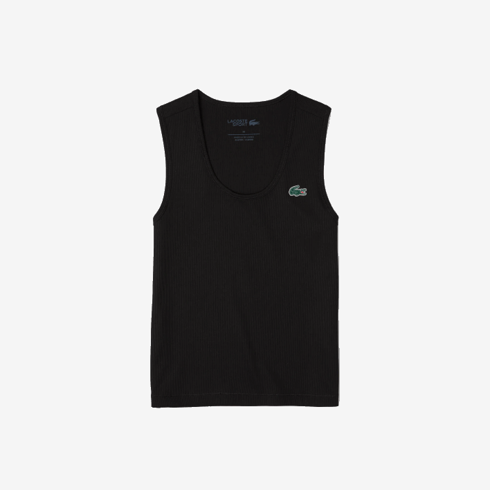 Lacoste SPORT Slim Fit Ribbed Tank Top 646T2387 Black 031 Women