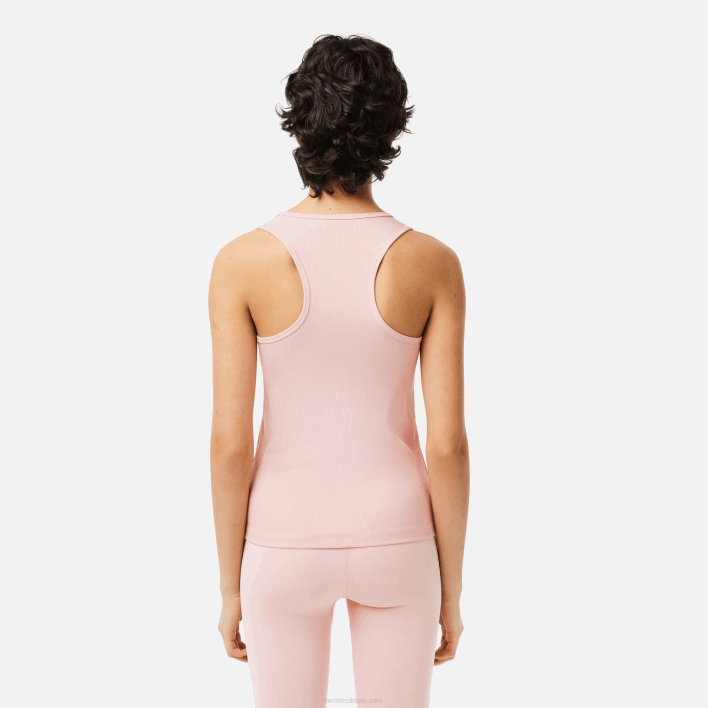 Lacoste SPORT Slim Fit Ribbed Tank Top 646T2388 Pink KF9 Women