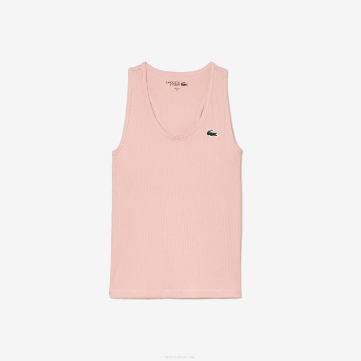 Lacoste SPORT Slim Fit Ribbed Tank Top 646T2388 Pink KF9 Women