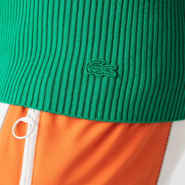 Lacoste Seamless Ribbed Knit Tank Top 646T2647 Green LDM Women