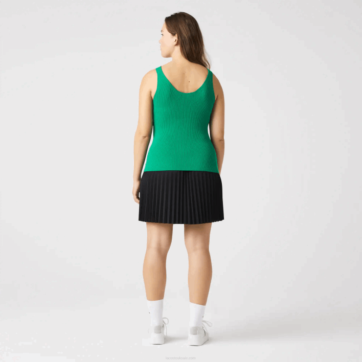 Lacoste Seamless Ribbed Knit Tank Top 646T2647 Green LDM Women