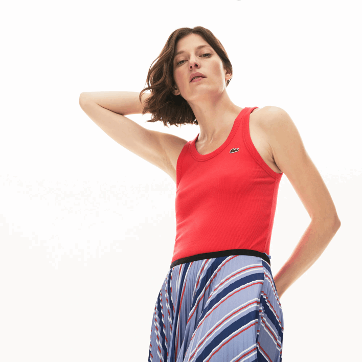 Lacoste Sleeveless Scoopneck Top 646T2586 Red 4BY Women